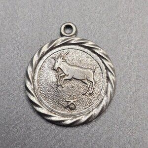 VTG Sterling Silver Capricorn Zodiac Charm .75" Signed W Astrological Goat
